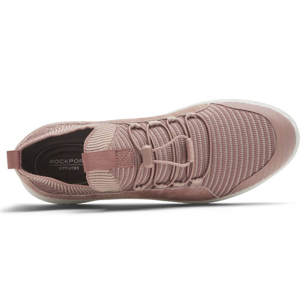 Tenis Rockport Mulher Rosa - City Lites Robyne Knit Bungee - 92801XKDF